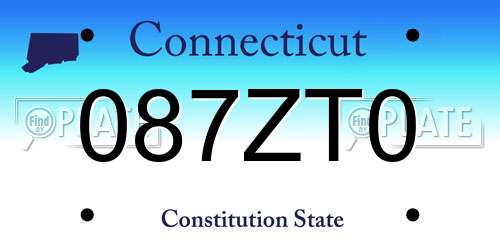 087ZT0 Connecticut License Plate