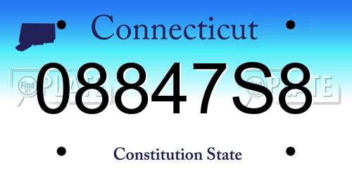 08847S8 Connecticut License Plate