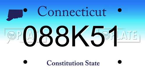 088K51 Connecticut License Plate