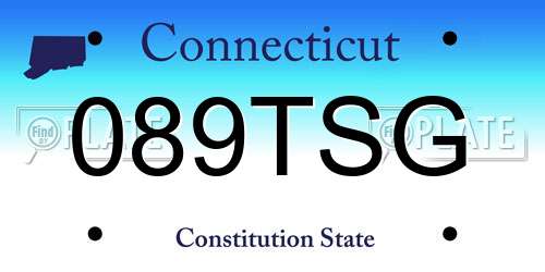 089TSG Connecticut License Plate