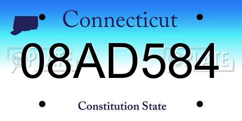 08AD584 Connecticut License Plate