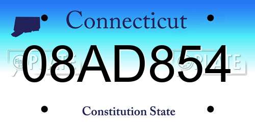 08AD854 Connecticut License Plate