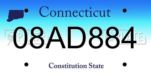 08AD884 Connecticut License Plate