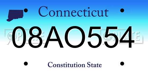 08AO554 Connecticut License Plate