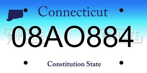 08AO884 Connecticut License Plate