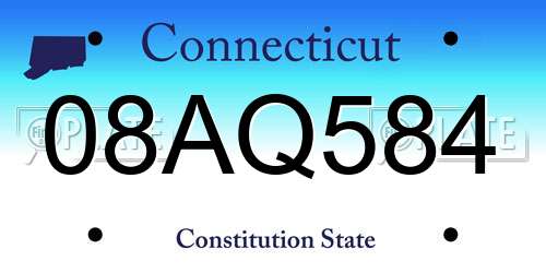 08AQ584 Connecticut License Plate