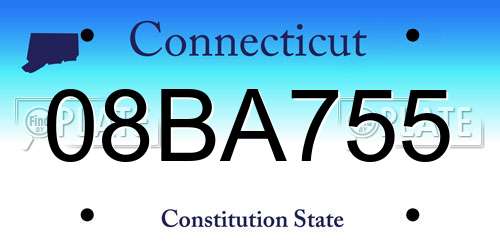 08BA755 Connecticut License Plate