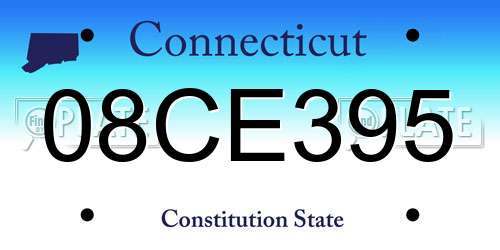 08CE395 Connecticut License Plate