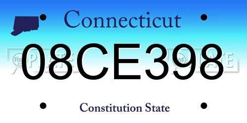 08CE398 Connecticut License Plate