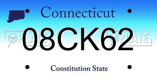 08CK62 Connecticut License Plate