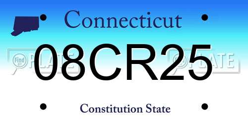 08CR25 Connecticut License Plate