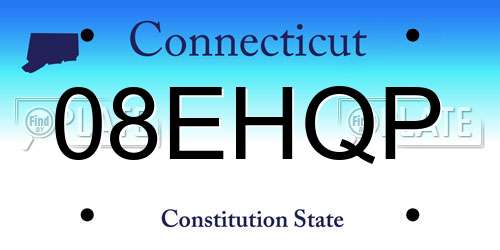 08EHQP Connecticut License Plate