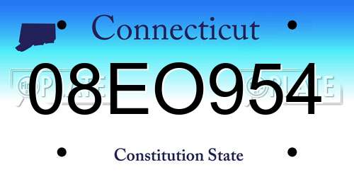 08EO954 Connecticut License Plate
