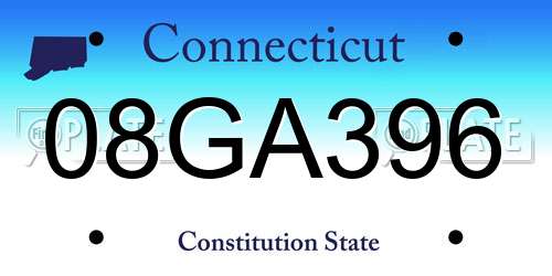 08GA396 Connecticut License Plate