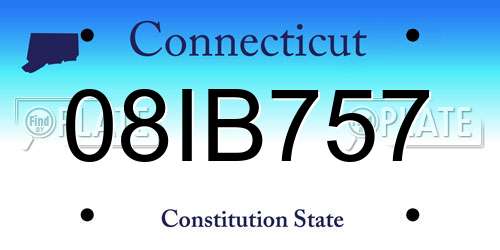 08IB757 Connecticut License Plate