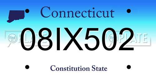 08IX502 Connecticut License Plate