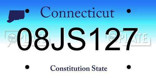 08JS127 Connecticut License Plate