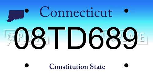 08TD689 Connecticut License Plate