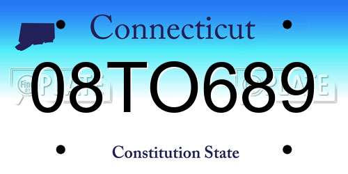 08TO689 Connecticut License Plate
