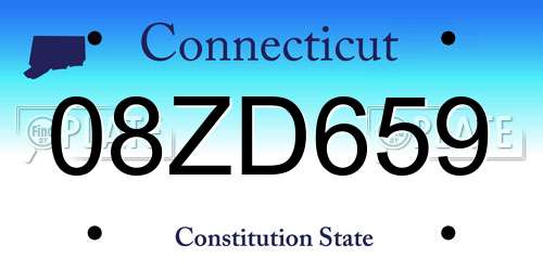 08ZD659 Connecticut License Plate