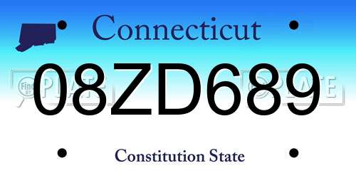 08ZD689 Connecticut License Plate