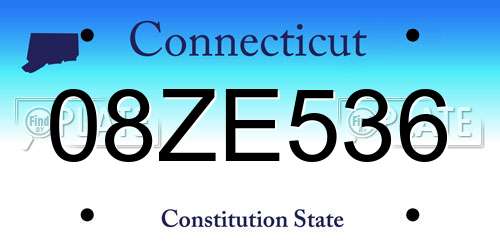 08ZE536 Connecticut License Plate