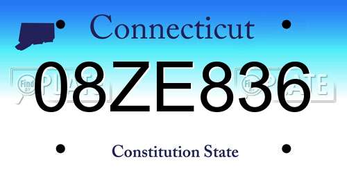 08ZE836 Connecticut License Plate