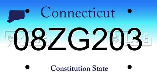 08ZG203 Connecticut License Plate