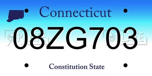 08ZG703 Connecticut License Plate