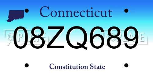 08ZQ689 Connecticut License Plate