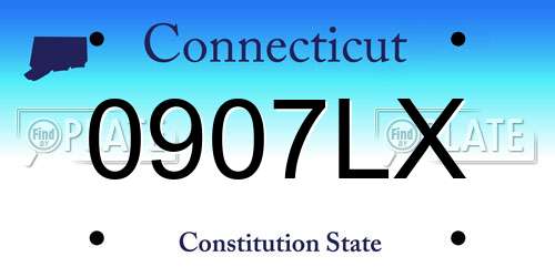 0907LX Connecticut License Plate