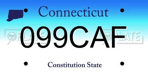 099CAF Connecticut License Plate
