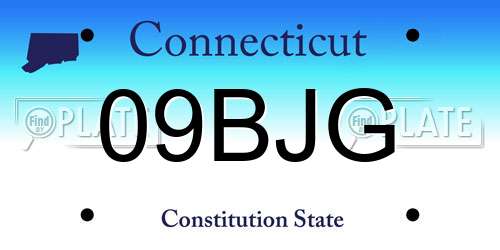 09BJG Connecticut License Plate