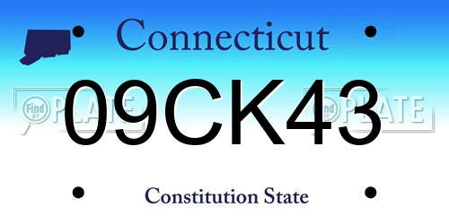 09CK43 Connecticut License Plate