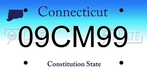 09CM99 Connecticut License Plate