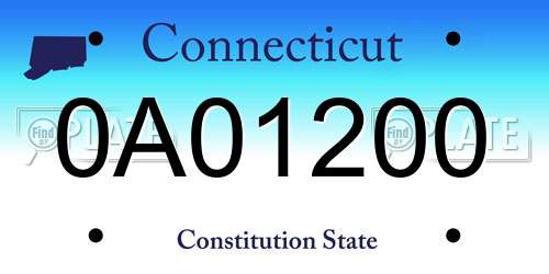 0A01200 Connecticut License Plate