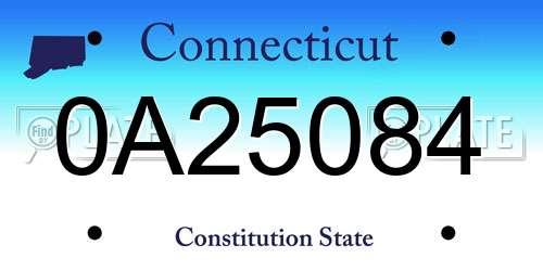 0A25084 Connecticut License Plate