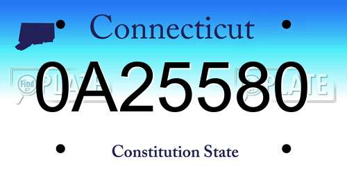 0A25580 Connecticut License Plate
