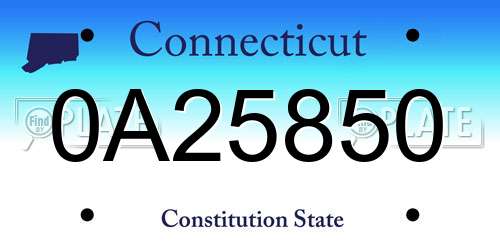 0A25850 Connecticut License Plate