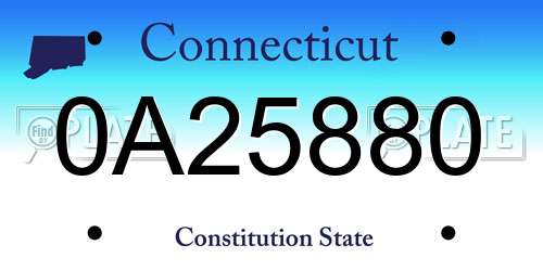 0A25880 Connecticut License Plate