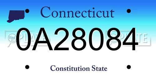 0A28084 Connecticut License Plate