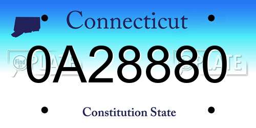 0A28880 Connecticut License Plate