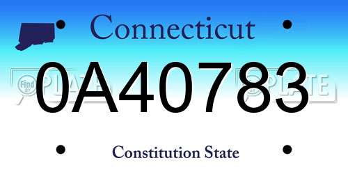 0A40783 Connecticut License Plate