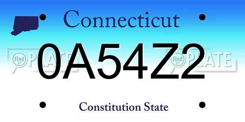 0A54Z2 Connecticut License Plate