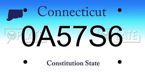 0A57S6 Connecticut License Plate