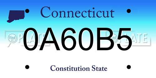 0A60B5 Connecticut License Plate