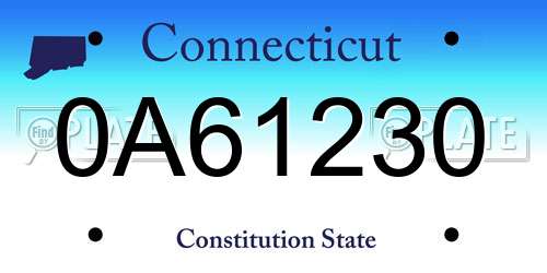0A61230 Connecticut License Plate