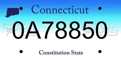 0A78850 Connecticut License Plate