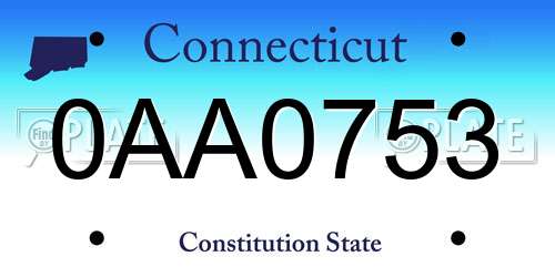 0AA0753 Connecticut License Plate