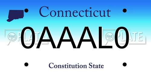 0AAAL0 Connecticut License Plate